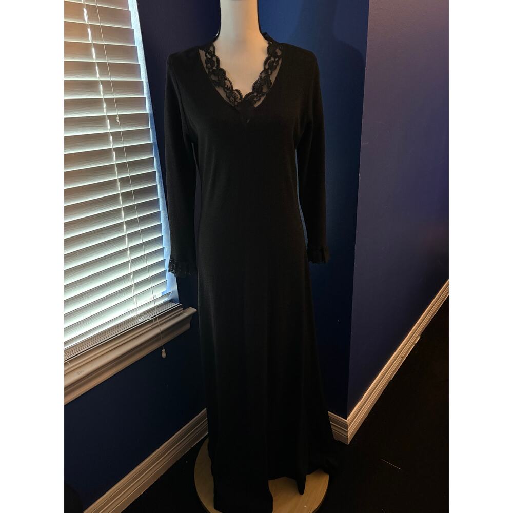 Vintage Bernie Bee New York Full Length Knit Dress Lace Detail Size M